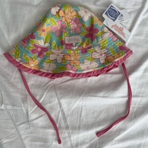 UV Skinz Floral Kids Reversible 2 Ways Sun Hat with Pink Trim UPF 50+ size 2T